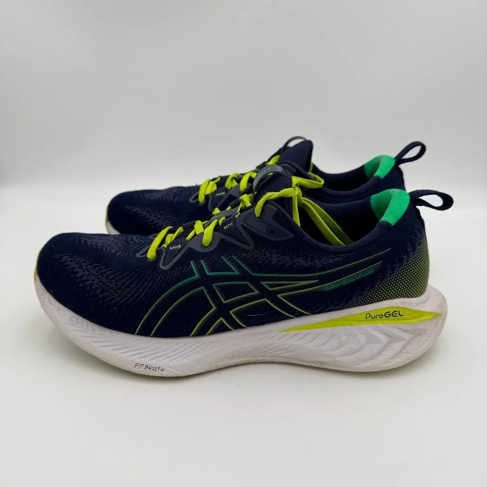 ASICS Gel-Cumulus 25 Mens Navy Blue Lime Green Running Shoes 1011B621 12